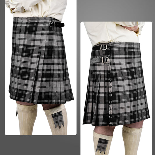 Kilt for Men I Grey Douglas Tartan Kilt Polyviscose 8 Yard Traditional Men Kilt