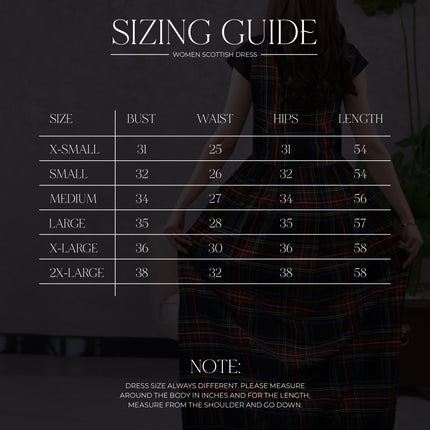 Women's Scottish Highland Dress – Long Tartan Dress | Black Stewart