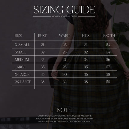 Women's Scottish Highland Dress – Long Tartan Dress | Black Watch Weathered