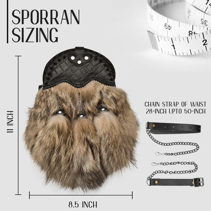 Coyote fur Sporran Leather Cantle