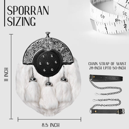 White Rabbit Fur Sporran with Chrome Cantle