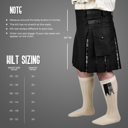 Grey Douglas Hybrid Utility Kilt for Men  - Traditional Style with Modern Functionality