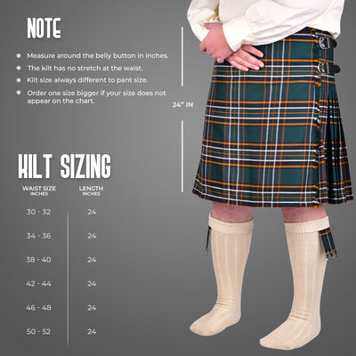 Kilt for Men I Irish Heritage Tartan Kilt Polyviscose 8 Yard Traditional Men Kilt