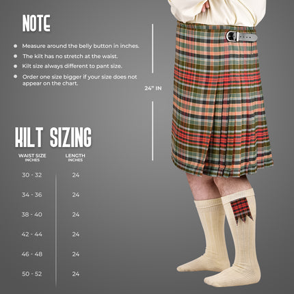 Kilt for Men I Gordon Weathered Red Tartan Kilt Polyviscose 8 Yard Traditional Men Kilt