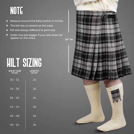 Kilt for Men I Grey Douglas Tartan Kilt Polyviscose 8 Yard Traditional Men Kilt