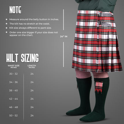 Kilt for Men I Dress Stewart Tartan Kilt Polyviscose 8 Yard Traditional Men Kilt