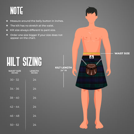 Black Watch Athlete Kilt for Men – Traditional Scottish Kilt with Modern Comfort
