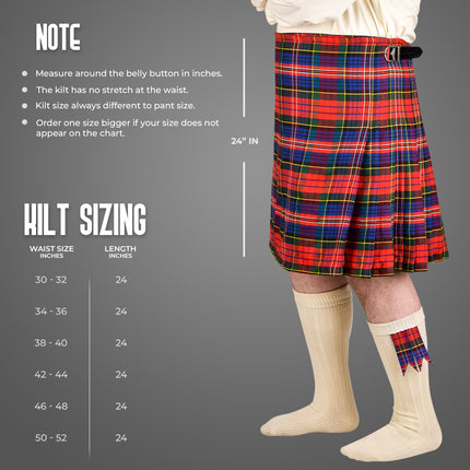 Kilt for Men I Macpherson Red Tartan Kilt Polyviscose 8 Yard Traditional Men Kilt