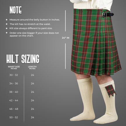 Kilt for Men I Welsh National Tartan Kilt Polyviscose 8 Yard Traditional Men Kilt