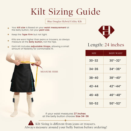 Blue Douglas Hybrid Utility Kilt for Men  - Traditional Style with Modern Functionality