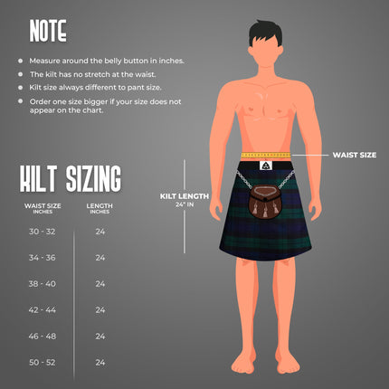 Sports kilt For Men - Athletic Kilt P.V. 8 Yard | Velcro Closing