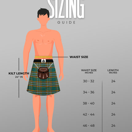 Kilt for Men I Irish Heritage Tartan Kilt Polyviscose 8 Yard Traditional Men Kilt