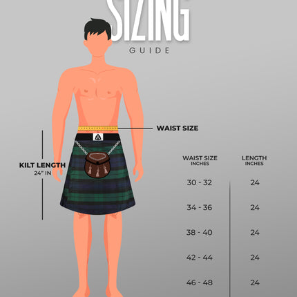Kilt for Men I Black Watch Tartan Kilt Polyviscose 8 Yard Traditional Men Kilt