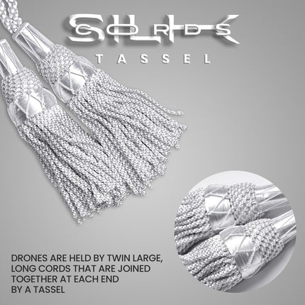 Highland Redstone Bagpipe Silk Cord | Silver