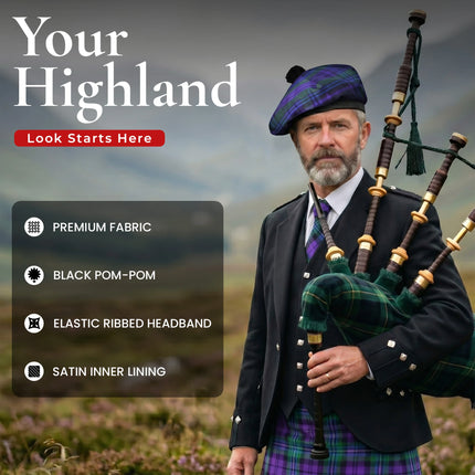 Tam O'Shanter Hat with Pompom | Spirit of Scotland Tartan