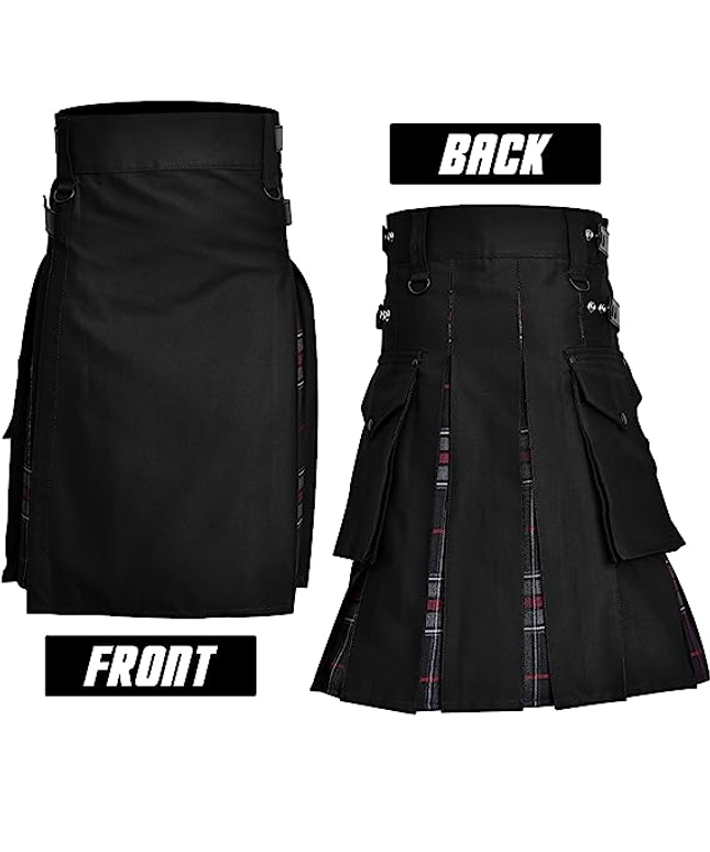 Hybrid Utility Kilt for Men (Spirit of Bruce) with modern design and traditional Bruce tartan pattern.