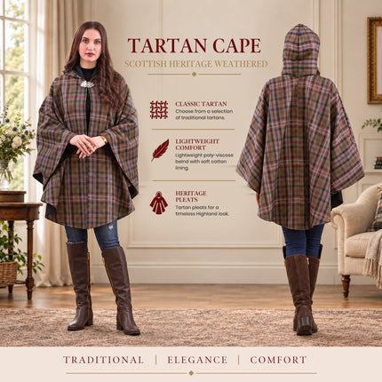 Women Tartan Cape - Scottish Heritage Weathered