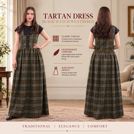 Costume Écossais des Highlands pour Femme - Robe Longue en Tartan | Black Watch Vieilli