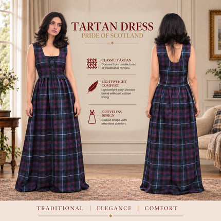 Women's Scottish Highland Dress - Long Tartan Dress | Pride of Scotland
