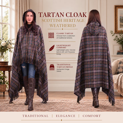 Cape écossaise à carreaux pour femme - Scottish Heritage vieilli