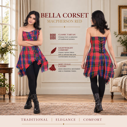 Bella Tartan Corset (Macpherson Red)