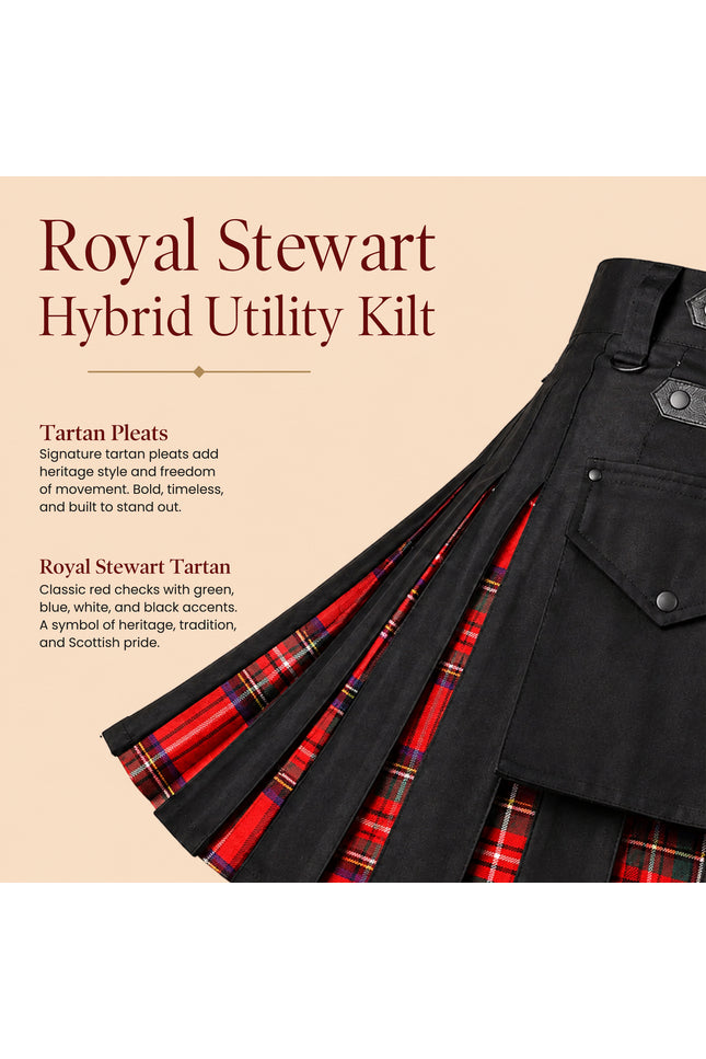 Royal Stewart Hybrid Utility Kilt for Men  - Traditional Style with Modern Functionality