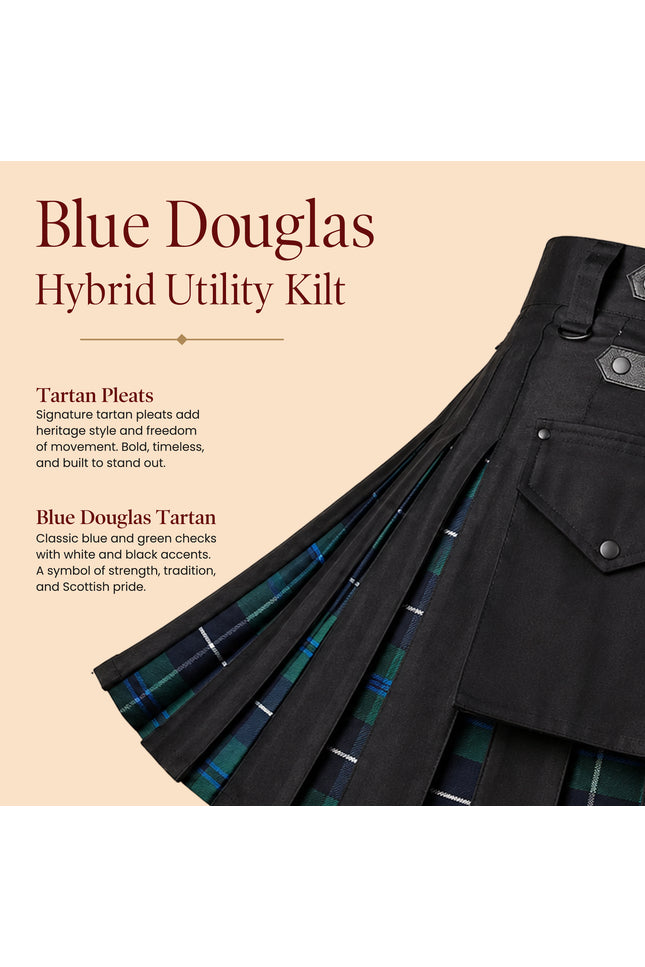 Blue Douglas Hybrid Utility Kilt for Men  - Traditional Style with Modern Functionality