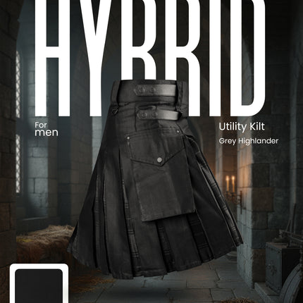 Grey Highlander Hybrid Utility Kilt for Men - Traditional Style with Modern Functionality