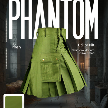 Phantom Modern Utility Kilt | Olive Green