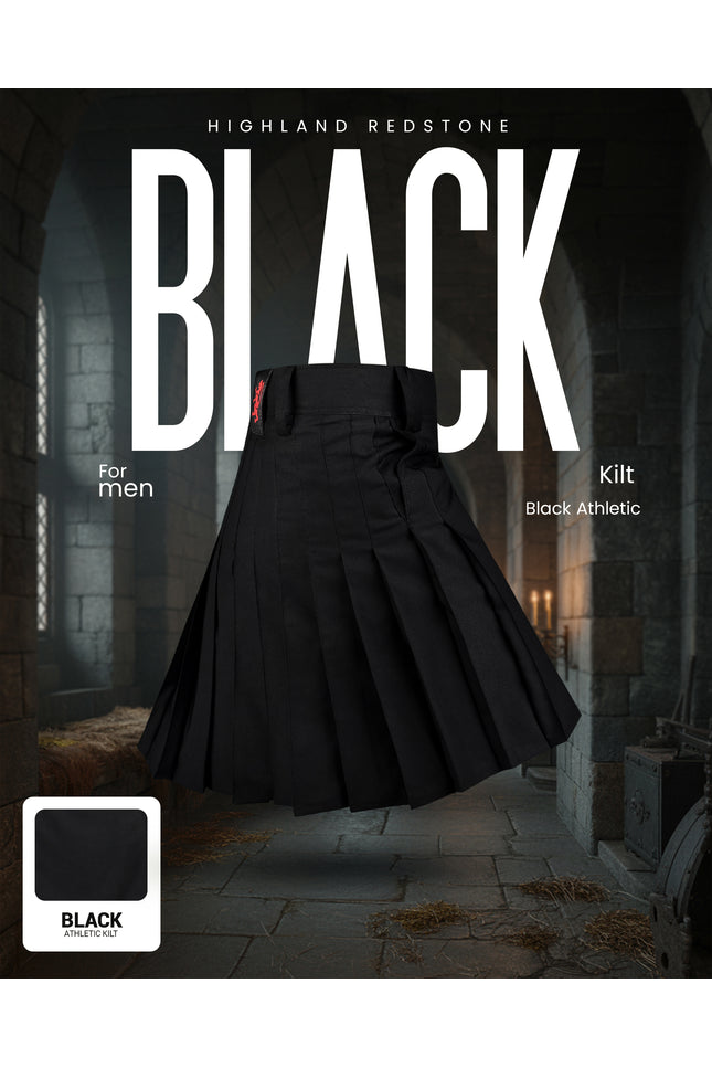 CoreStone Athletic Kilt - Black | Sports kilt For Men