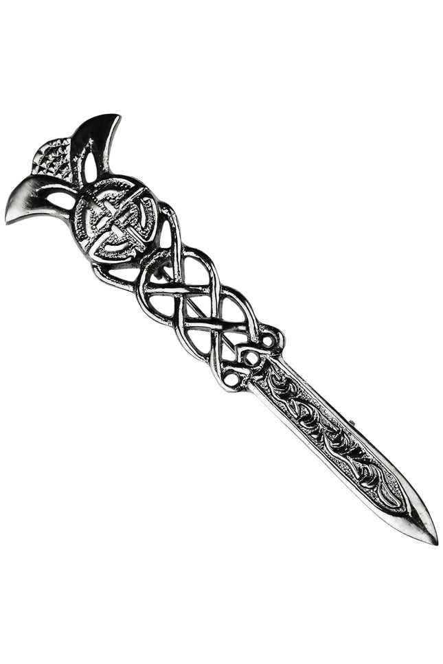 Scottish Kilt Pin for men | Gaelic Pewter Chrome