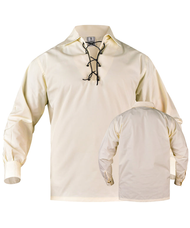 Highland Jacobite Kilts Shirt, featuring a lace-up front, inspired by traditional Jacobite attire.