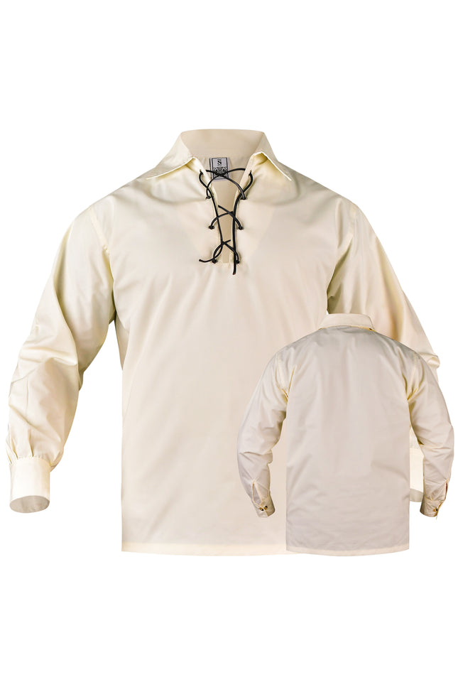 Highland Jacobite Kilts Shirt, featuring a lace-up front, inspired by traditional Jacobite attire.
