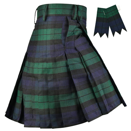 Kilt for Men I Black Watch Tartan Kilt Polyviscose 8 Yard Traditional Men Kilt