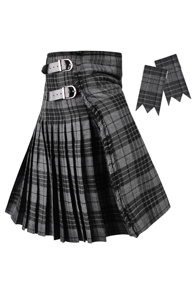 Kilt for Men I Grey Watch Tartan Kilt Polyviscose 8 Yard Traditional Men Kilt