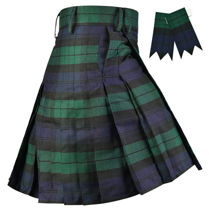 Kilt for Men I Black Watch Tartan Kilt Polyviscose 8 Yard Traditional Men Kilt