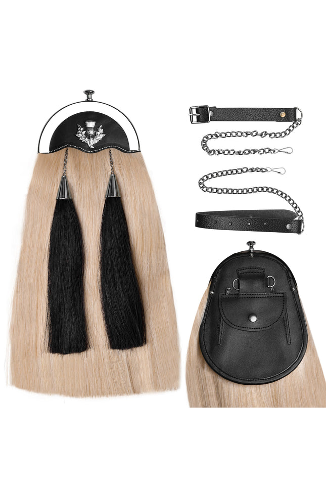 Full Dress Horse Hair Sporran with Thistle Chrome Cantle