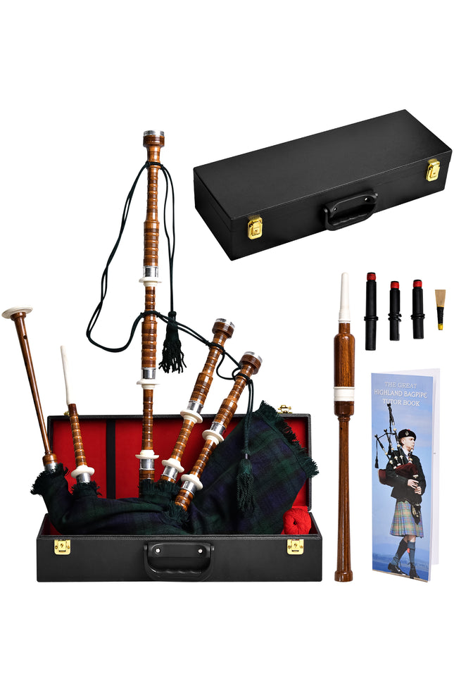 Full Size Cocuswood Bagpipe with Box | Black Watch