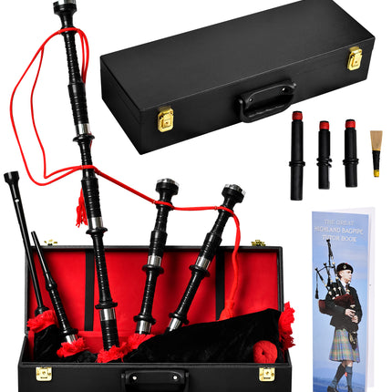 Full Size Bagpipe with Box | Teflon Black
