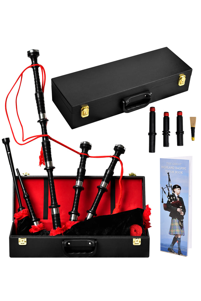 Full Size Bagpipe with Box | Teflon Black