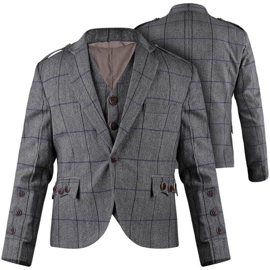 Bold Grey Crail Jacket & Vest - Red Check – Italian Tweed Wool | Scottish Formalwear