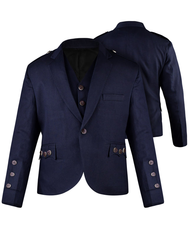 Navy Blue Crail Jacket & Vest – Italian Tweed Wool | Scottish Formalwear