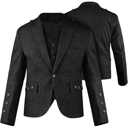 Charcoal Grey Crail Jacket and Vest - Self Check – Italian Tweed Wool | Scottish Formalwear