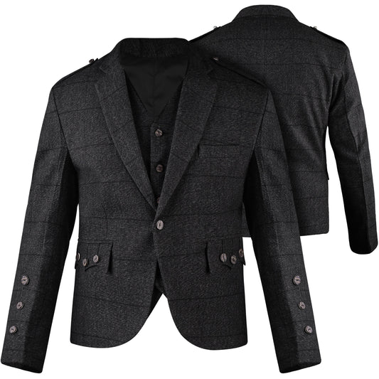 Charcoal Grey Crail Jacket and Vest - Self Check – Italian Tweed Wool | Scottish Formalwear