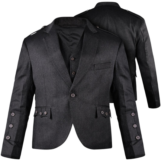 Charcoal Crail Jacket & Vest – Italian Tweed Wool | Scottish Formalwear