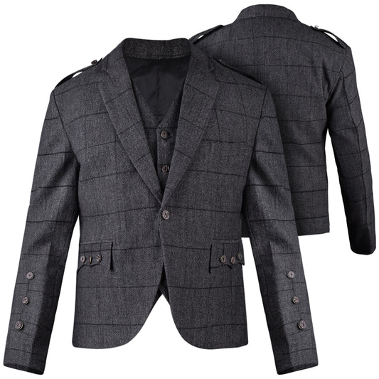 Charcoal Grey Crail Jacket & Vest – Italian Tweed Wool | Scottish Formalwear