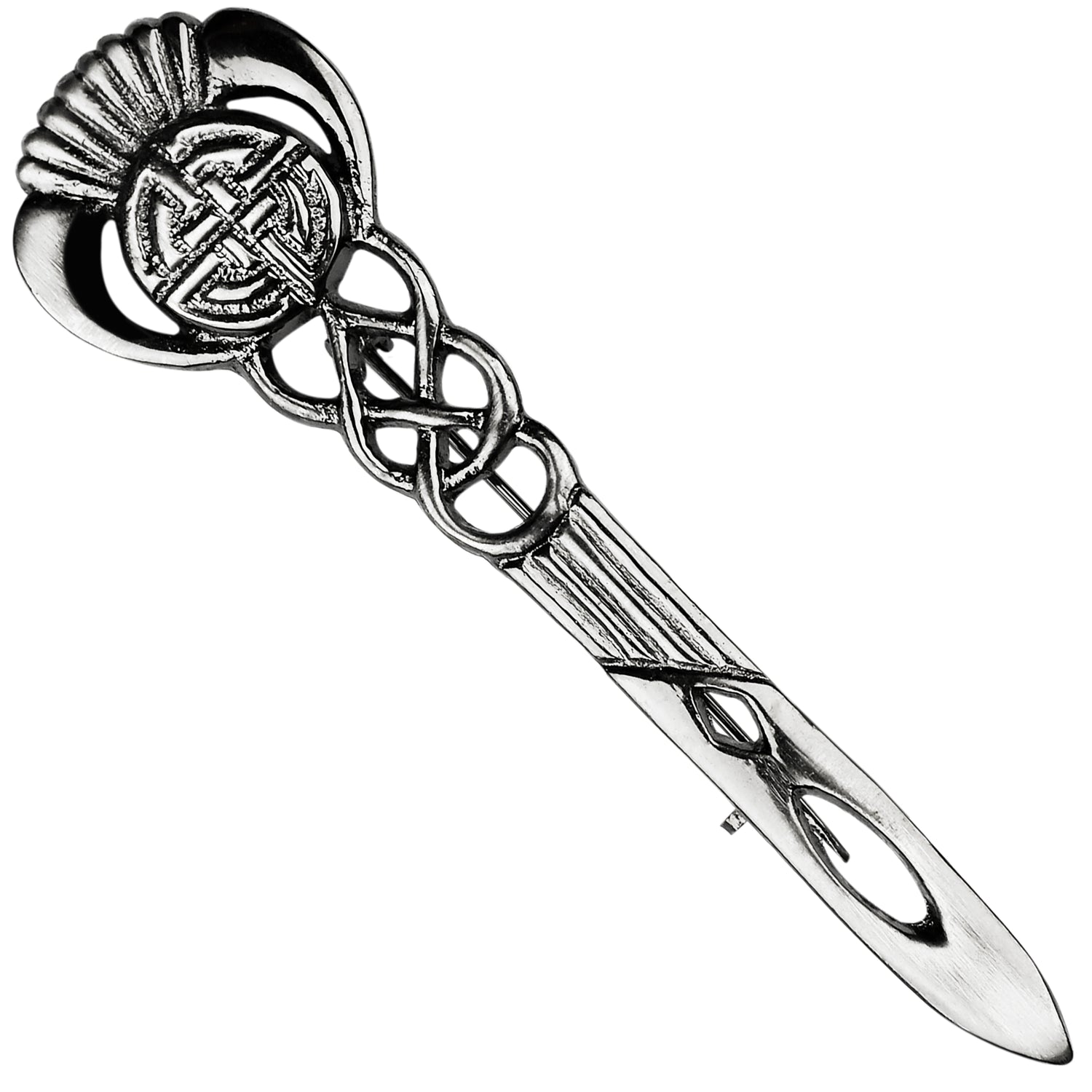 Scottish Kilt Pin for men | Celtic Thistle Pewter Chrome
