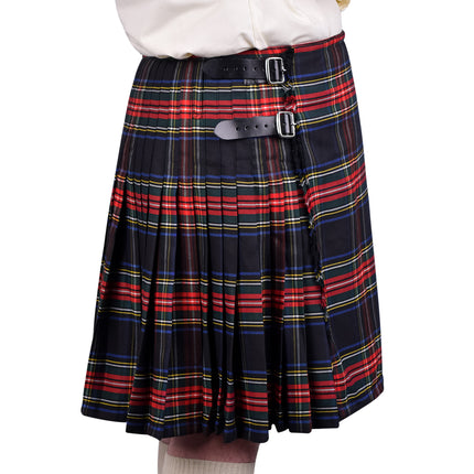 Kilt for Men I Black Stewart Tartan Kilt Polyviscose 8 Yard Traditional Men Kilt