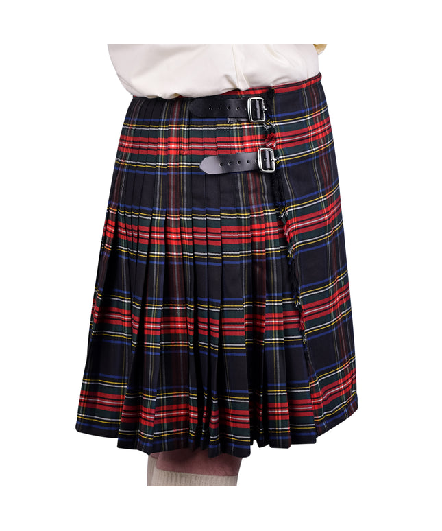 Kilt for Men I Black Stewart Tartan Kilt Polyviscose 8 Yard Traditional Men Kilt