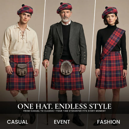 Tam O'Shanter Hat with Pompom | Wallace Tartan